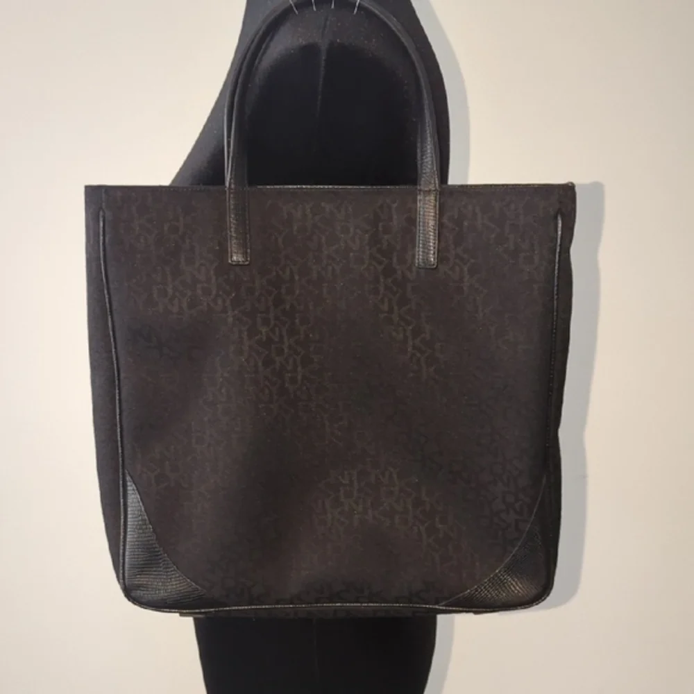 DKNY Black Stylish Slim Canvas Tote Bag - Picture 1 of 5